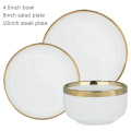 White Porcelain Plates and Bowls Set Service for 1/2/4 Ceramic Food Plate Full Tableware of Dishes for Restaurant Hotel